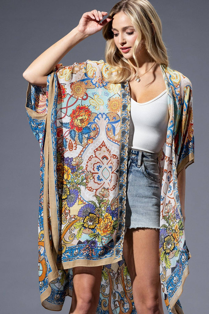 Urbanista - Gold Blue Mandala Kimono