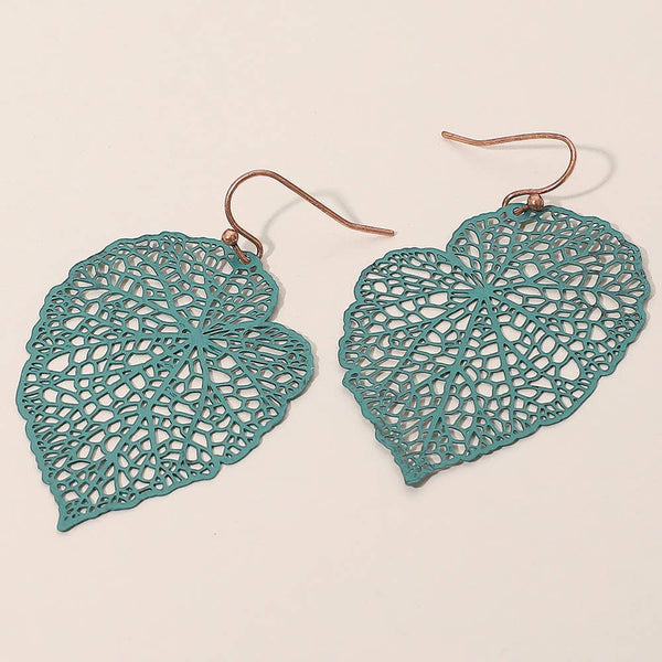 Sensibling Corp. - Metal Filigree Leaf Dangle Earrings