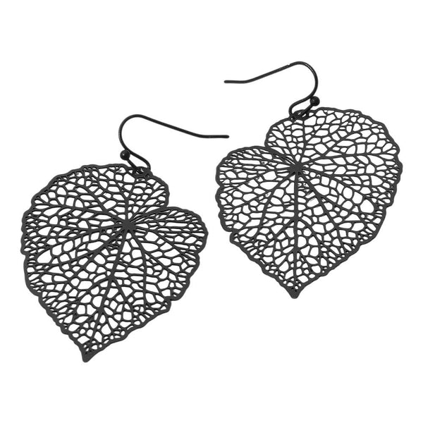 Sensibling Corp. - Metal Filigree Leaf Dangle Earrings