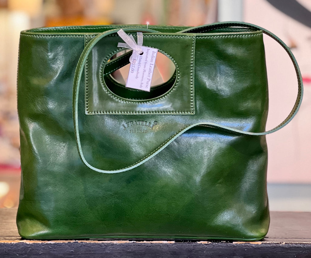 Italian Leather Purse with Modern Handle ~ Pre-tariff pricing.