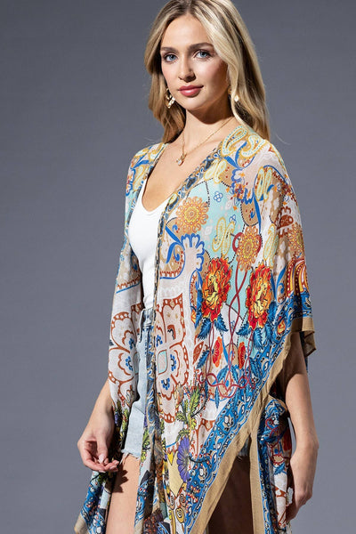 Urbanista - Gold Blue Mandala Kimono