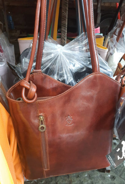 Italian Leather Covertible Tote/Backpack ~ pre-tariff pricing.