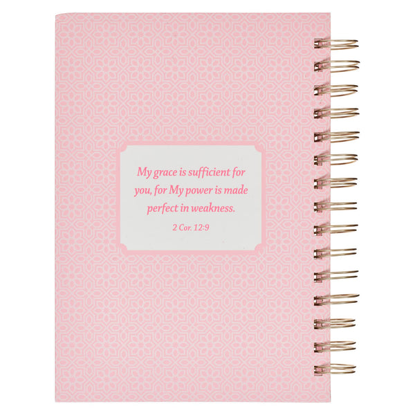 Christian Art Gifts - Journal Wirebound Pink My Grace 2 Cor. 12:9