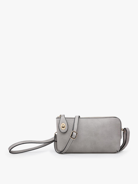 Jen & Co. - *SALE*M1818 Kendall Crossbody/Wristlet w/ Twist Lock Closure: Warm Grey