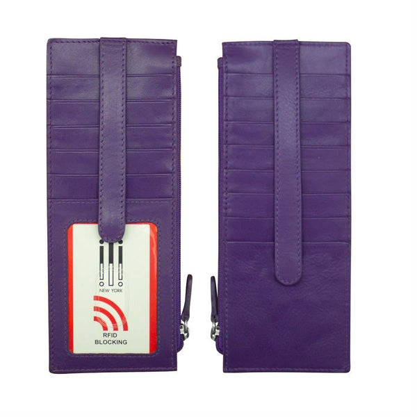ili New York - 7800 Leather Card Holder with Zip Pocket
