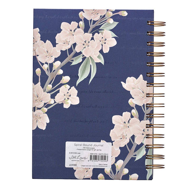 Christian Art Gifts - Journal Wirebound Large Navy It Is Well With My Soul