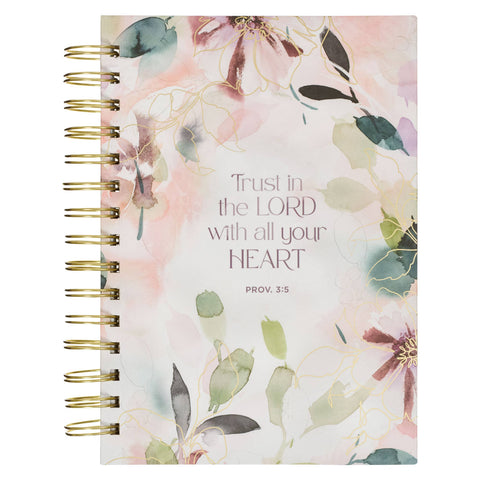 Christian Art Gifts - Trust in the Lord Purple Bloom Wirebound Journal - Prov. 3:5