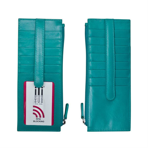 ili New York - 7800 Leather Card Holder with Zip Pocket