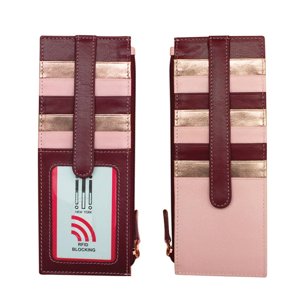 ili New York - 7800 Leather Card Holder with Zip Pocket