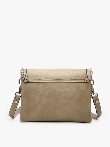 Jen & Co. - M1802A Sloane Flapover Crossbody w/ Whipstitch and Tassel