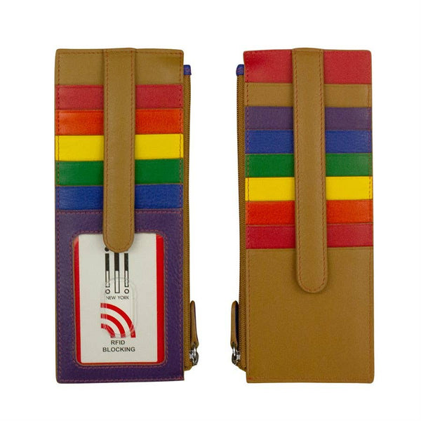 ili New York - 7800 Leather Card Holder with Zip Pocket