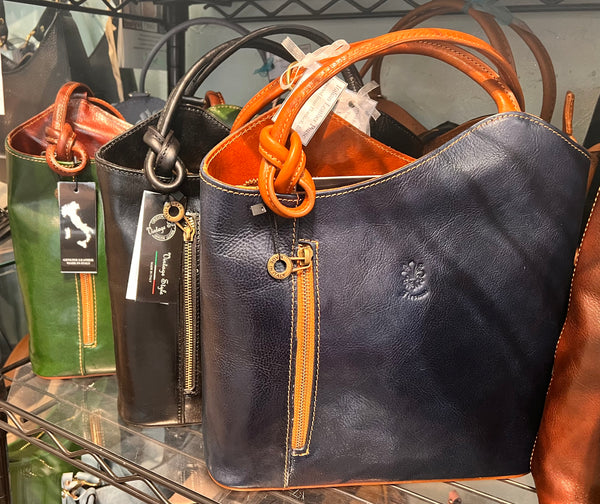 Italian Leather Covertible Tote/Backpack ~ pre-tariff pricing.