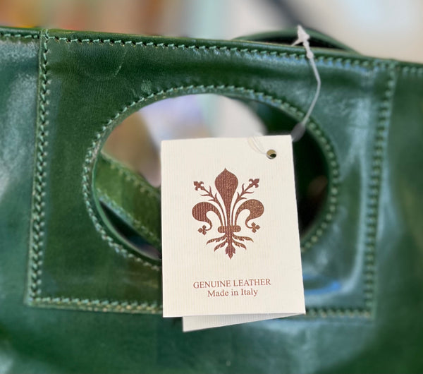 Italian Leather Purse with Modern Handle ~ Pre-tariff pricing.