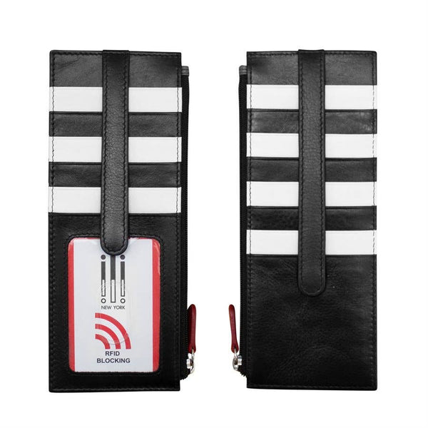 ili New York - 7800 Leather Card Holder with Zip Pocket