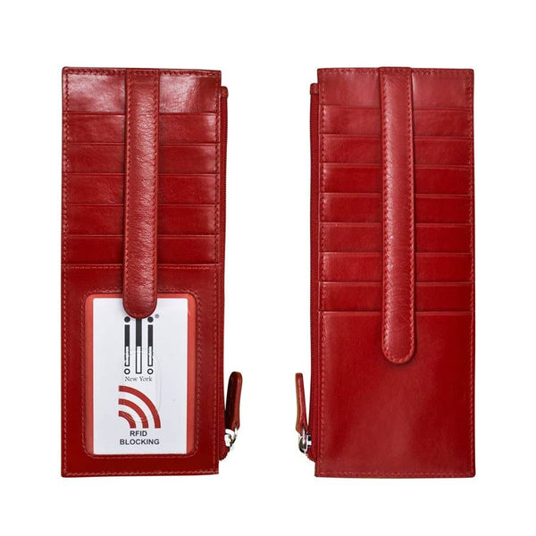ili New York - 7800 Leather Card Holder with Zip Pocket