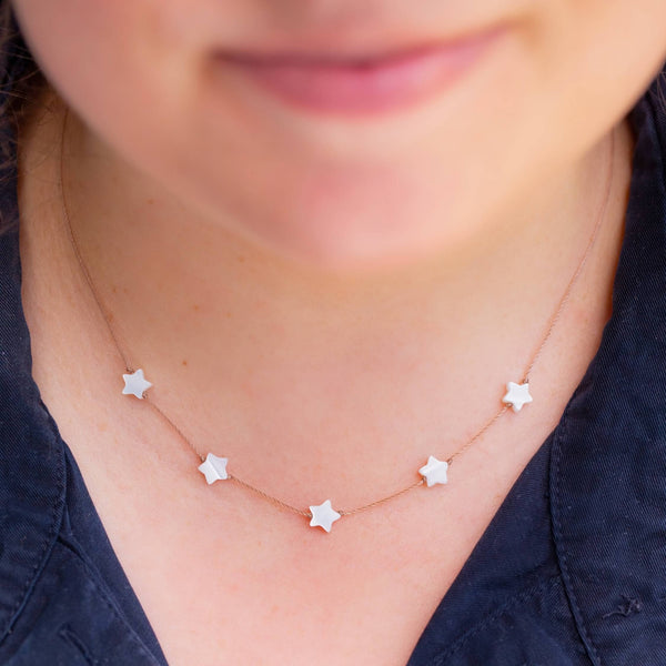 SoulKu - Mother of Pearl Star Celestial Necklace for Wish Upon A Star