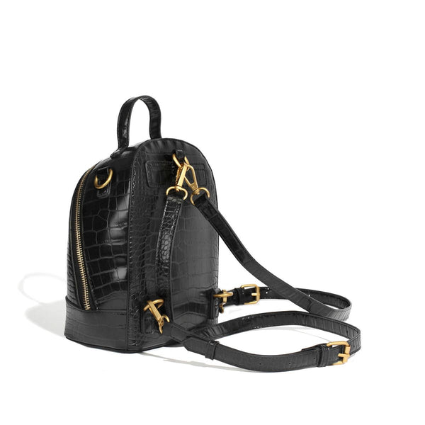 Pixie Mood - Cora Small - Recycled Vegan Backpack - Black Mock Croc: Black Mock Croc / SM