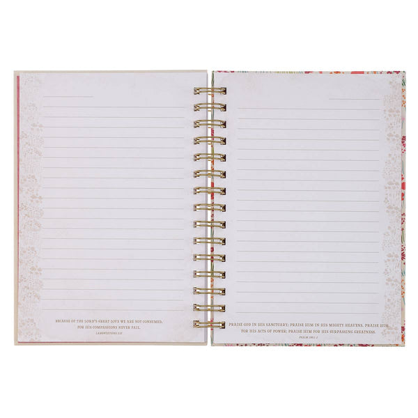 Christian Art Gifts - Journal Wirebound Cream Music/Floral Amazing Grace