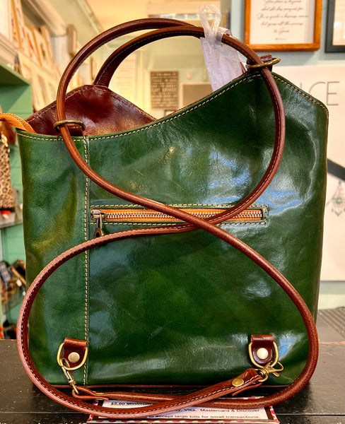Italian Leather Covertible Tote/Backpack ~ pre-tariff pricing.