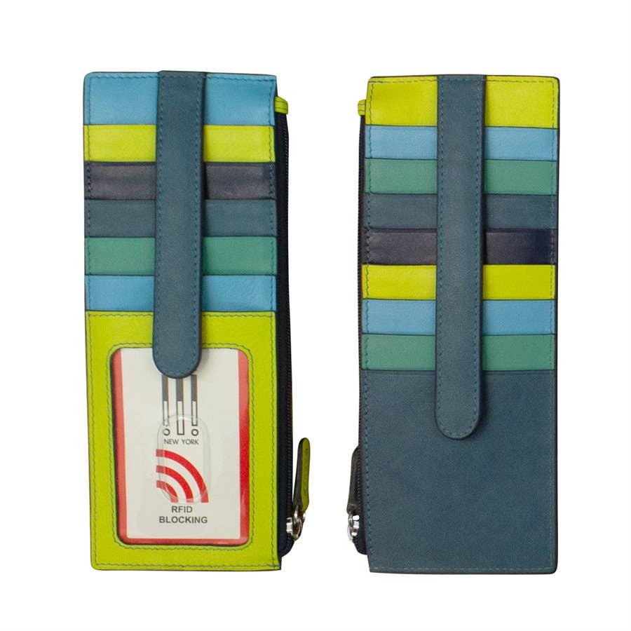 ili New York - 7800 Leather Card Holder with Zip Pocket
