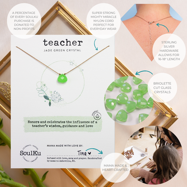 SoulKu - Jade Green Soul Shine Necklace for Teachers - SS10