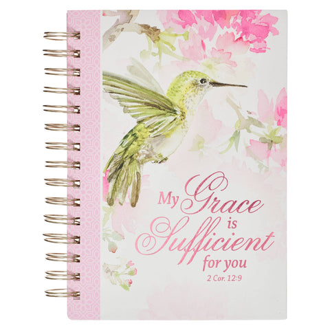 Christian Art Gifts - Journal Wirebound Pink My Grace 2 Cor. 12:9