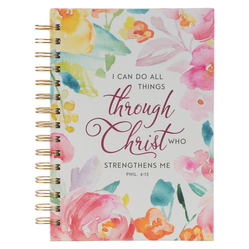 Christian Art Gifts - All Things Through Christ Multi-colored Floral Large Wirebou