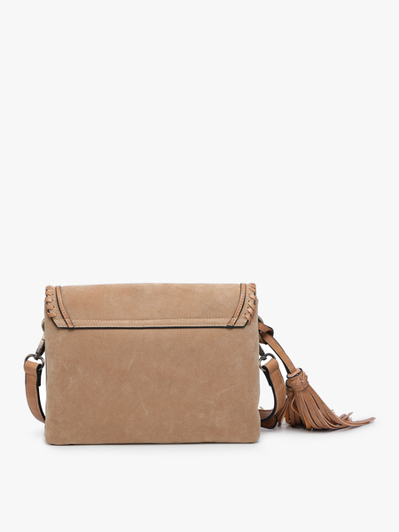 Jen & Co. - M1802SDE Sloane Suede Flapover Whipstitch Crossbody