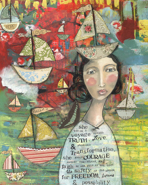 Kelly Rae Roberts - Voyage Toward Love And Freedom - Print: 8x10 with 11x14 mat