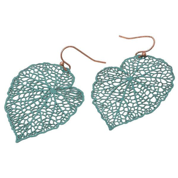 Sensibling Corp. - Metal Filigree Leaf Dangle Earrings