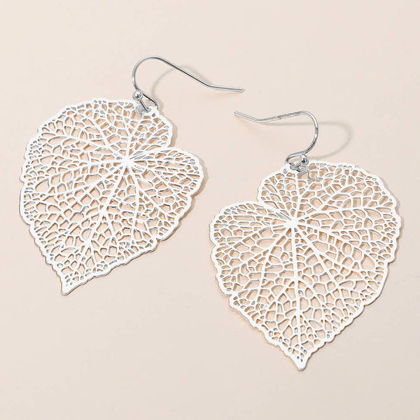 Sensibling Corp. - Metal Filigree Leaf Dangle Earrings