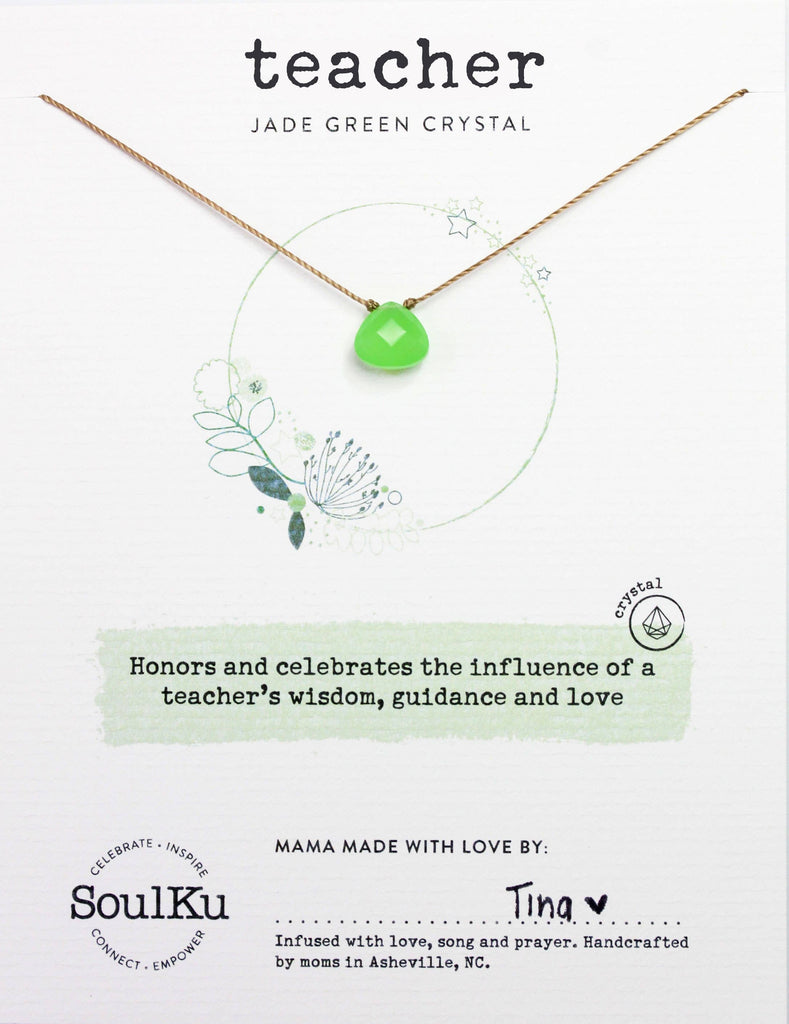 SoulKu - Jade Green Soul Shine Necklace for Teachers - SS10