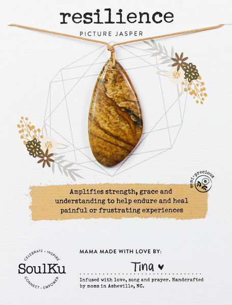 SoulKu - Picture Jasper Touchstone Necklace for Resilience - TCH07