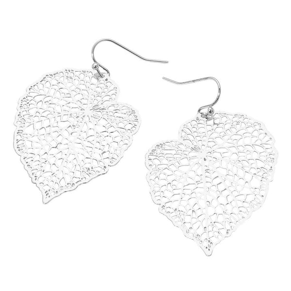 Sensibling Corp. - Metal Filigree Leaf Dangle Earrings