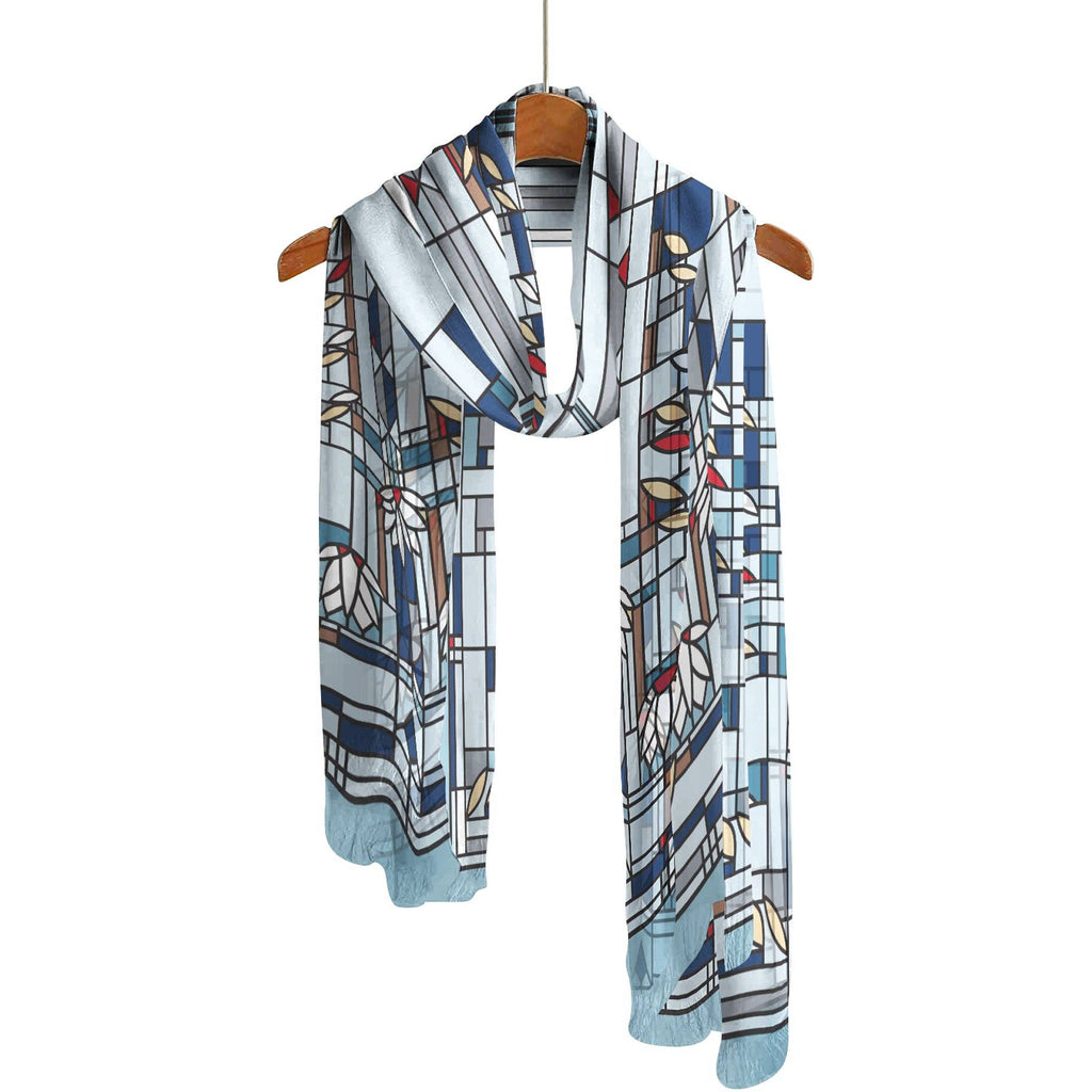 RainCaper - Frank Lloyd Wright Waterlilies Long Sheer Scarf – Lightweight, Elegant, Silky-Soft
