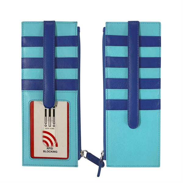 ili New York - 7800 Leather Card Holder with Zip Pocket