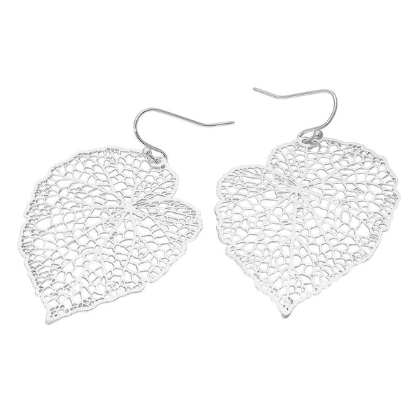 Sensibling Corp. - Metal Filigree Leaf Dangle Earrings