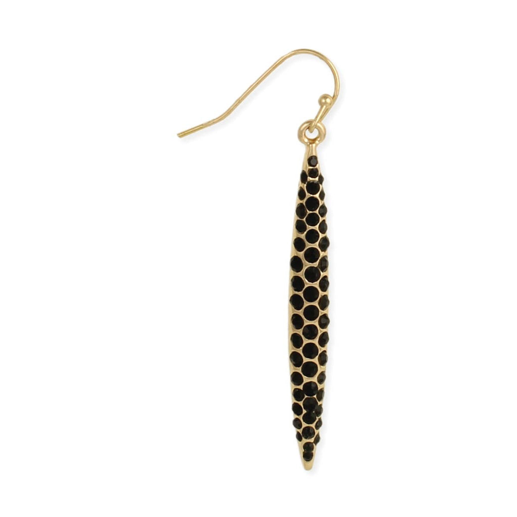 ZAD - Gold & Black Crystal Dagger Earring