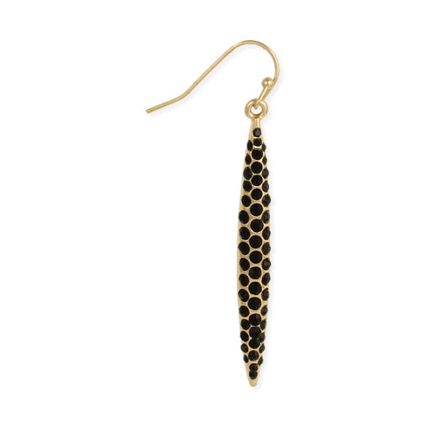 ZAD - Gold & Black Crystal Dagger Earring