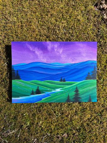 Wandering Arts and Crafts - Purple Sky and Mountains card 