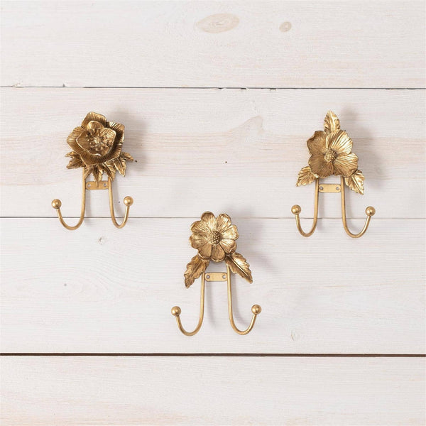 Audrey's Home & Gift - Gold Floral Hooks (Pk/09 Ast)