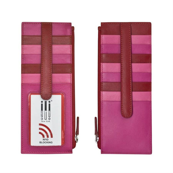 ili New York - 7800 Leather Card Holder with Zip Pocket