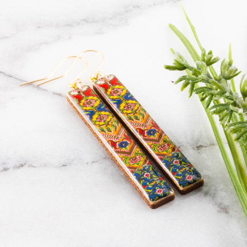 No Man's Land - Antique Persian Motif Bar Earrings