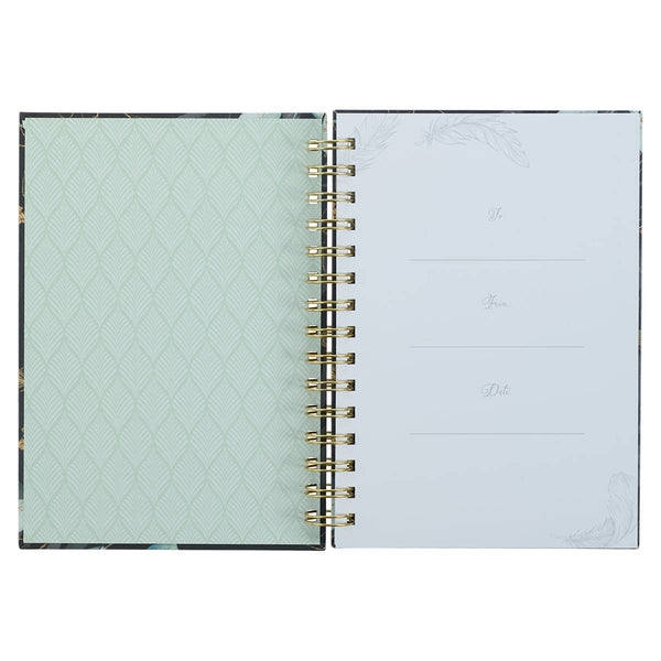 Christian Art Gifts - Journal Wirebound Black Feathers He Will Cover You Ps. 91:4