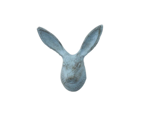 Hampton Ironworks - Rustic Light Blue Cast Iron Decorative Rabbit Hook 5"