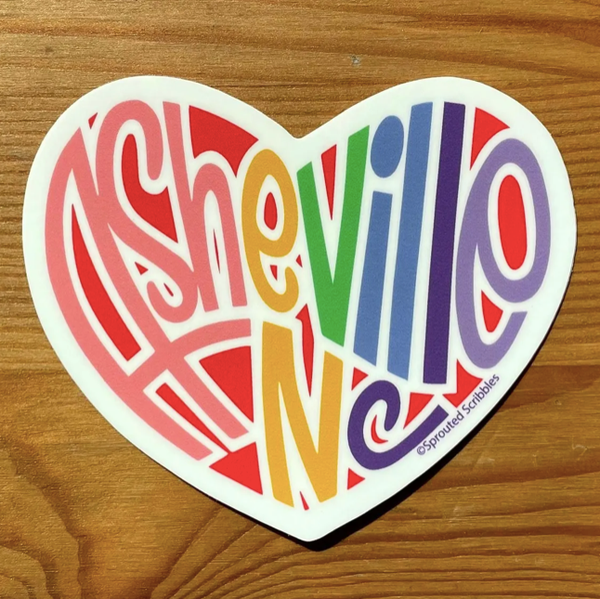 Sprouted Scribbles - Asheville MAGNET | Rainbow Heart | Vinyl