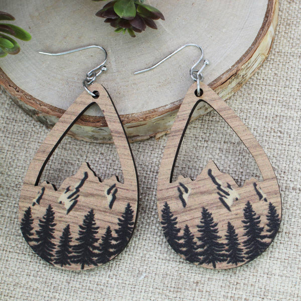 ZAD - Rustic Range Wood Mountain Earrings