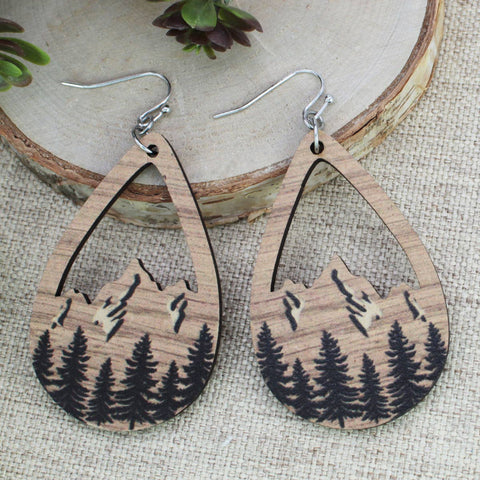 ZAD - Rustic Range Wood Mountain Earrings