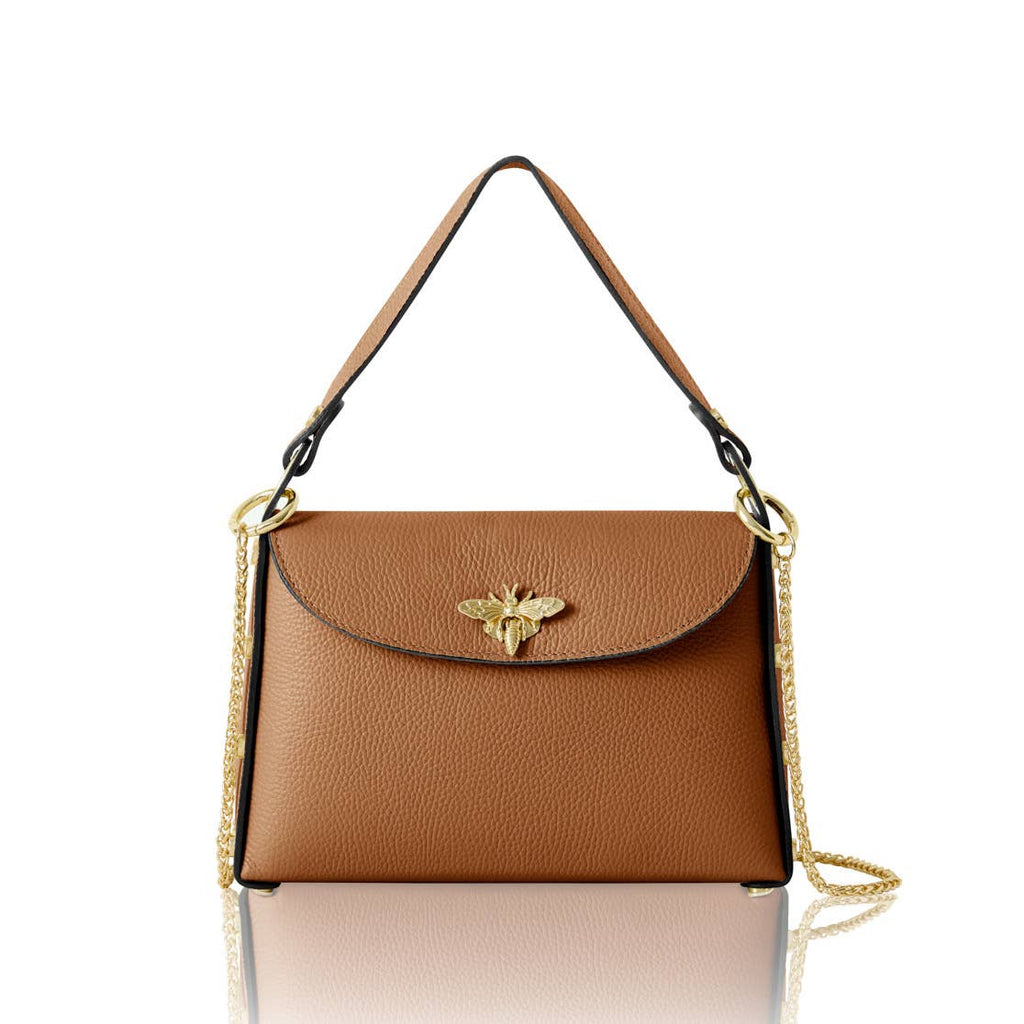 MONTTE DI JINNE - Italian Handmade Leather Top Handle Bag with Bee Emblem
