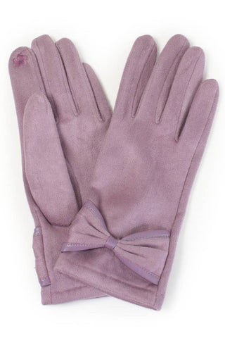 Hana - Ribbon Trim Winter Gloves: Lavender